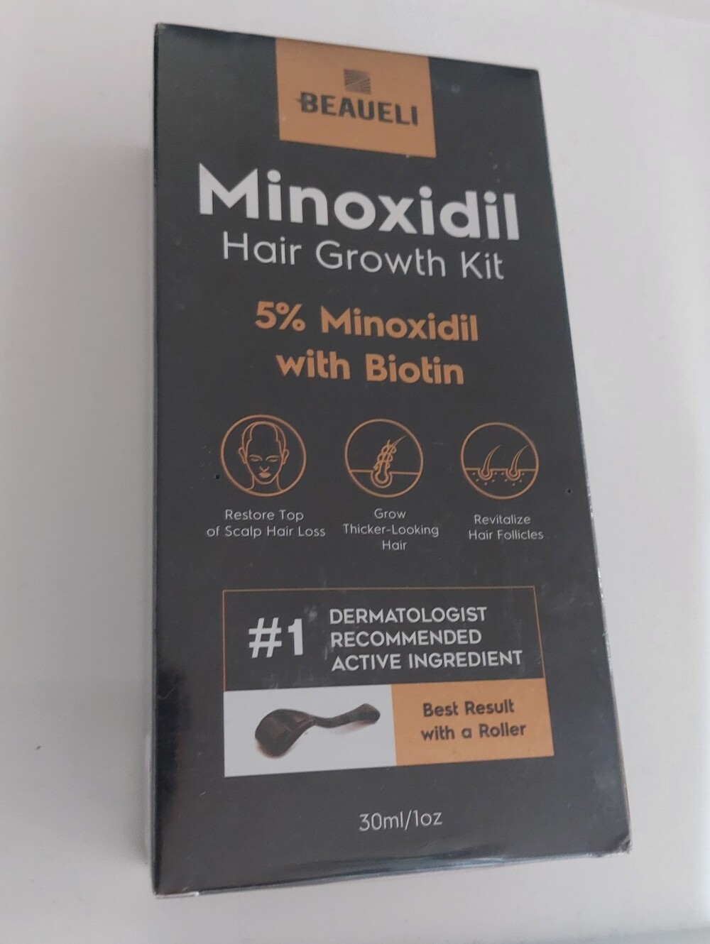 Minoxidil Hair Growth Kit 5% with Biotin - Black & Orange Packaging